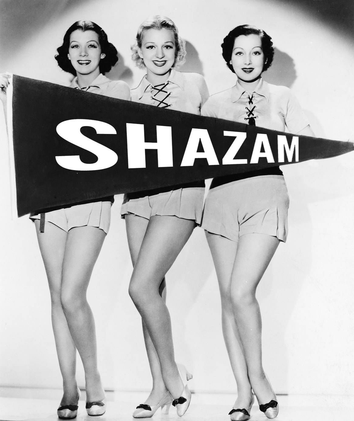 retro-inspired women holding “Shazam” banner with Promiscuous Bedding Designs statement about reclaiming the word “promiscuous”